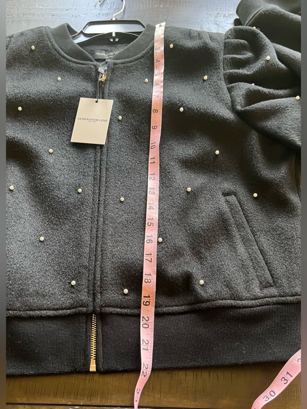 New Generation Love XL Darcie Pearl Bomber Jacket Gold Zip Cropped Retail $395 - Picture 9 of 11